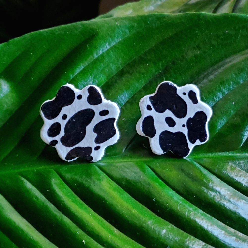Handmade Cow-print Earrings